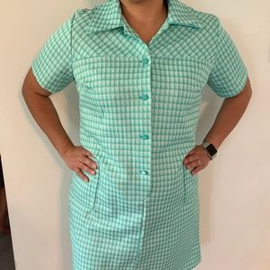 Vintage Green Checkered Dress
